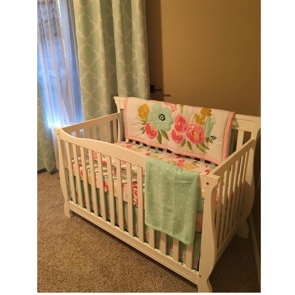 Crib Bedding Set Floral Fields 4pc - Cloud Island Pink Mint Target Comforter - Picture 9 of 9